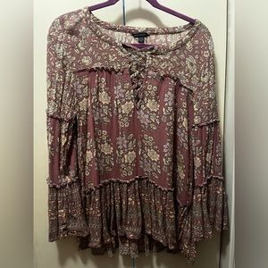 American Eagle Purple Boho Blouse